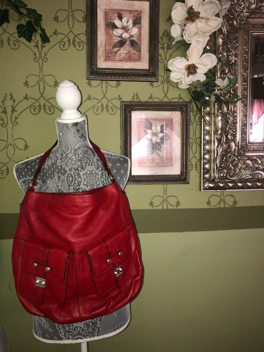 Ralph Lauren Red Leather Hobo Bag - Stylish Everyday Shoulder Bag